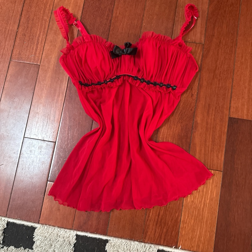 Red Sheer Babydoll Lingerie